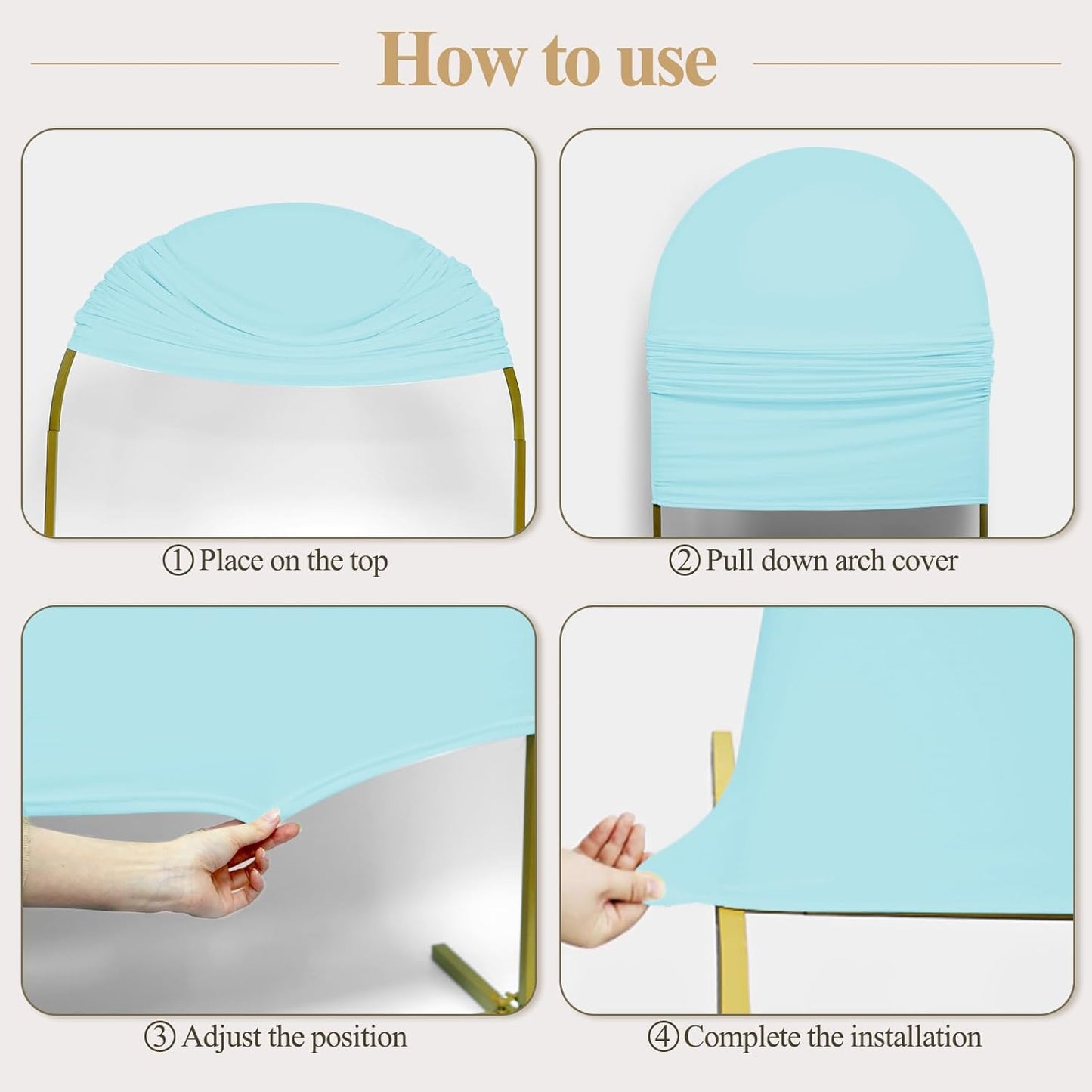 Ledido Wedding Arch Backdrop Cover 6FT Arch Covers Fitted Stretchy Spandex Round Top Stand Backdrop Cover for Wedding Banquet Ceremony Birthday Party Baby Shower Event Decoration,Blue