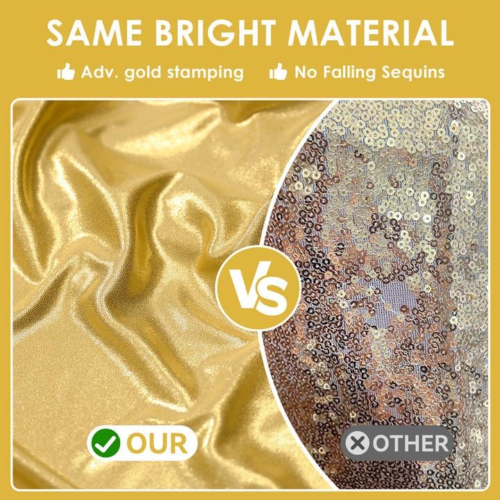 gogoparti 20x14FT Gold Sequin Backdrop Curtain - 4 Panels of 5x14FT Wrinkle-Free Reusable Glitter Drapes for Photography, Weddings, Birthdays & Parties