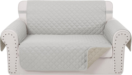 Reversible Loveseat Sofa Covers Couch Cover Furniture Protector(Loveseat,Light Grey/Beige)