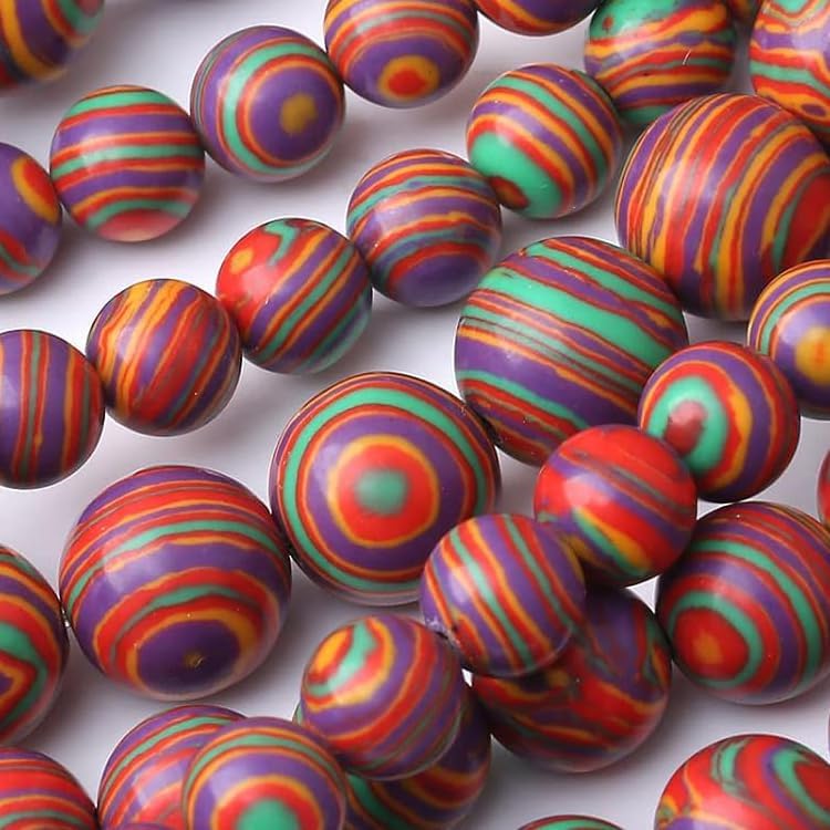 Painted Peacock Turquoise Stone Beads Gemstone Round Crystal Energy Jade Beads Stone Beads for Jewelry Making DIY Bracelet Necklace Jewelry Making 1 Strand 15.5inch 31PCS 12MM