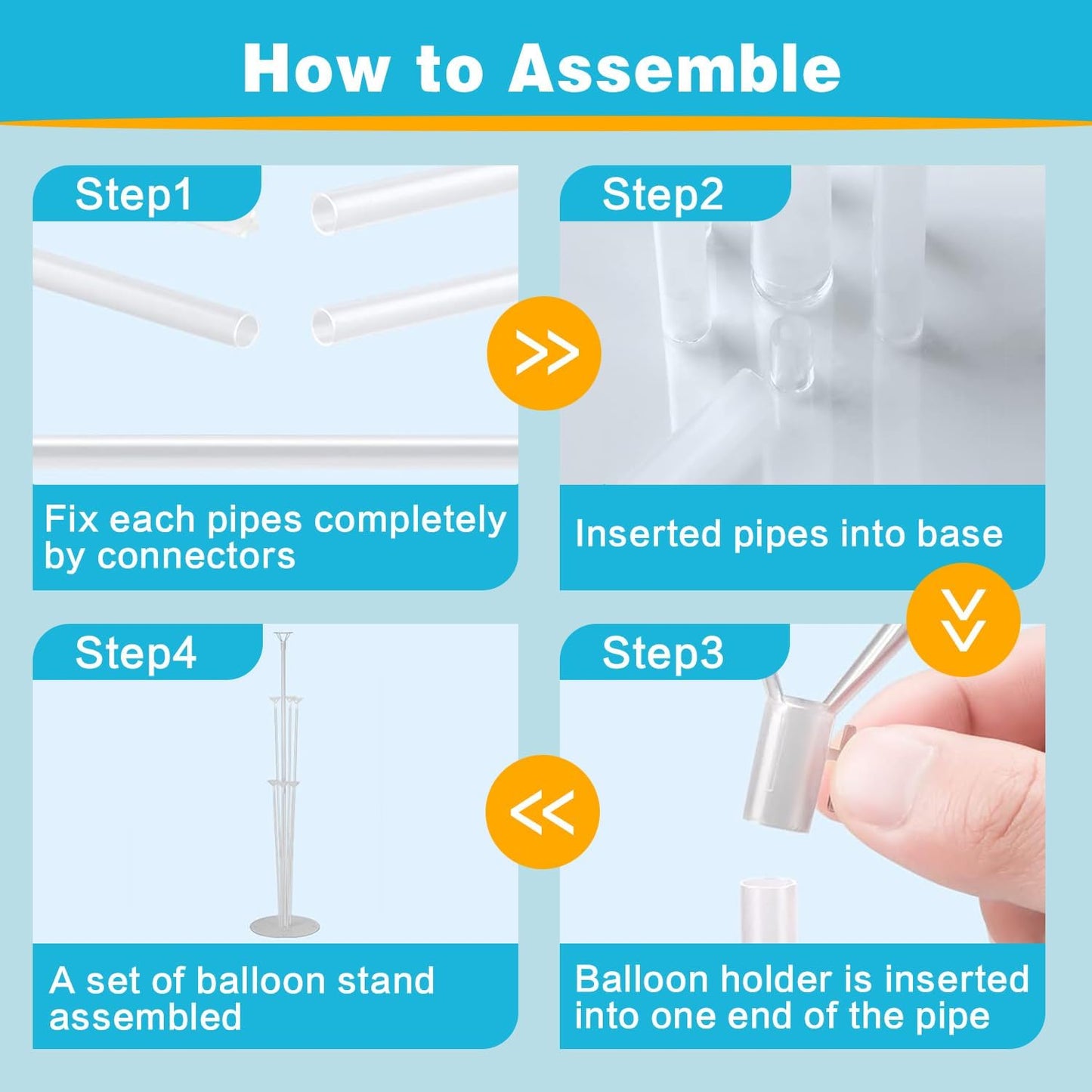 JOYYPOP 4 Sets Balloon Stand Kit For Table, Balloon Sticks with Base Birthday Graduation Party Decorations Wedding