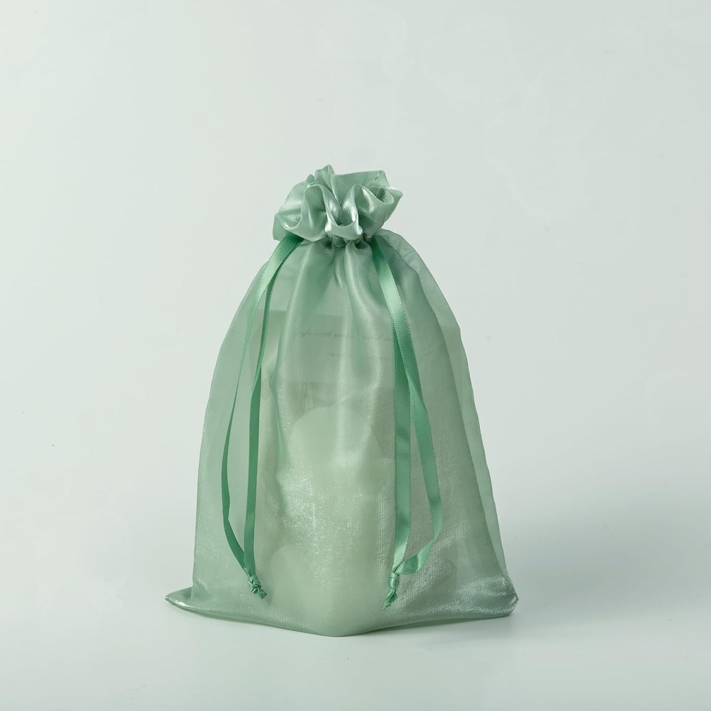 QIANF 20 Pcs Sage Green Small Organza Bags 6X9 inch for Wedding Favors with Drawstring, Mini Mesh Gift Bags Jewelry Pouch for Candy Bridal Shower Party Favor Baby Shower Christmas