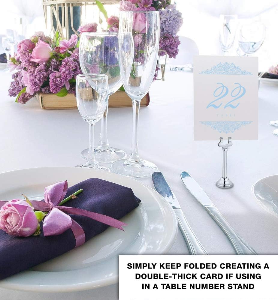 Paisley Wedding Table Numbers (Select Color/Quantity), Champagne, Light Blue, 1-70, Double Sided, Tent or Use in a Stand, Great for Parties & Restaurants - Made in the USA