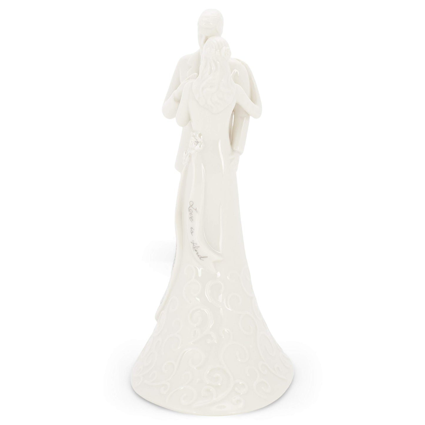 Roman 8.5" Wedding Cake Topper – Elegant Bride and Groom Figurine with “Love Is Patient”