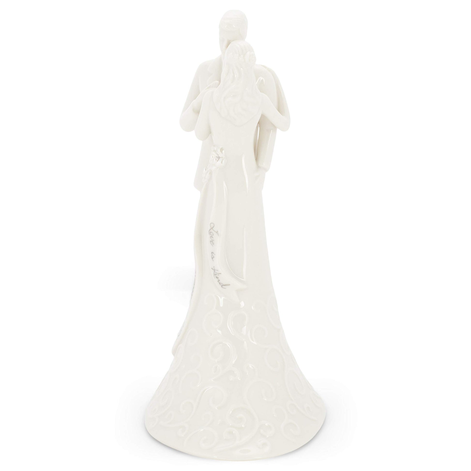 Roman 8.5" Wedding Cake Topper – Elegant Bride and Groom Figurine with “Love Is Patient”