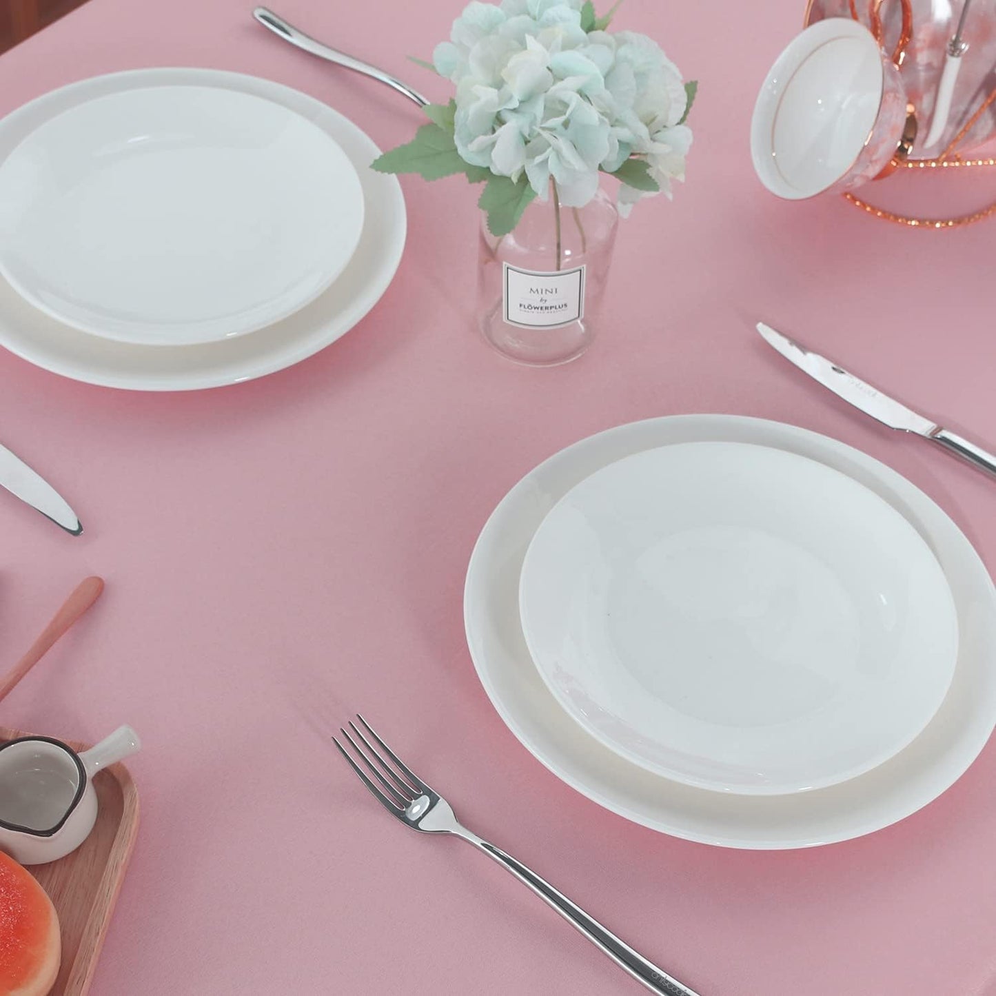 Fitable Rectangle Tablecloth Stain and Wrinkle Resistant Washable Polyester Table Cloth for Buffet Parties and Camping (54x78 inch, Pink)