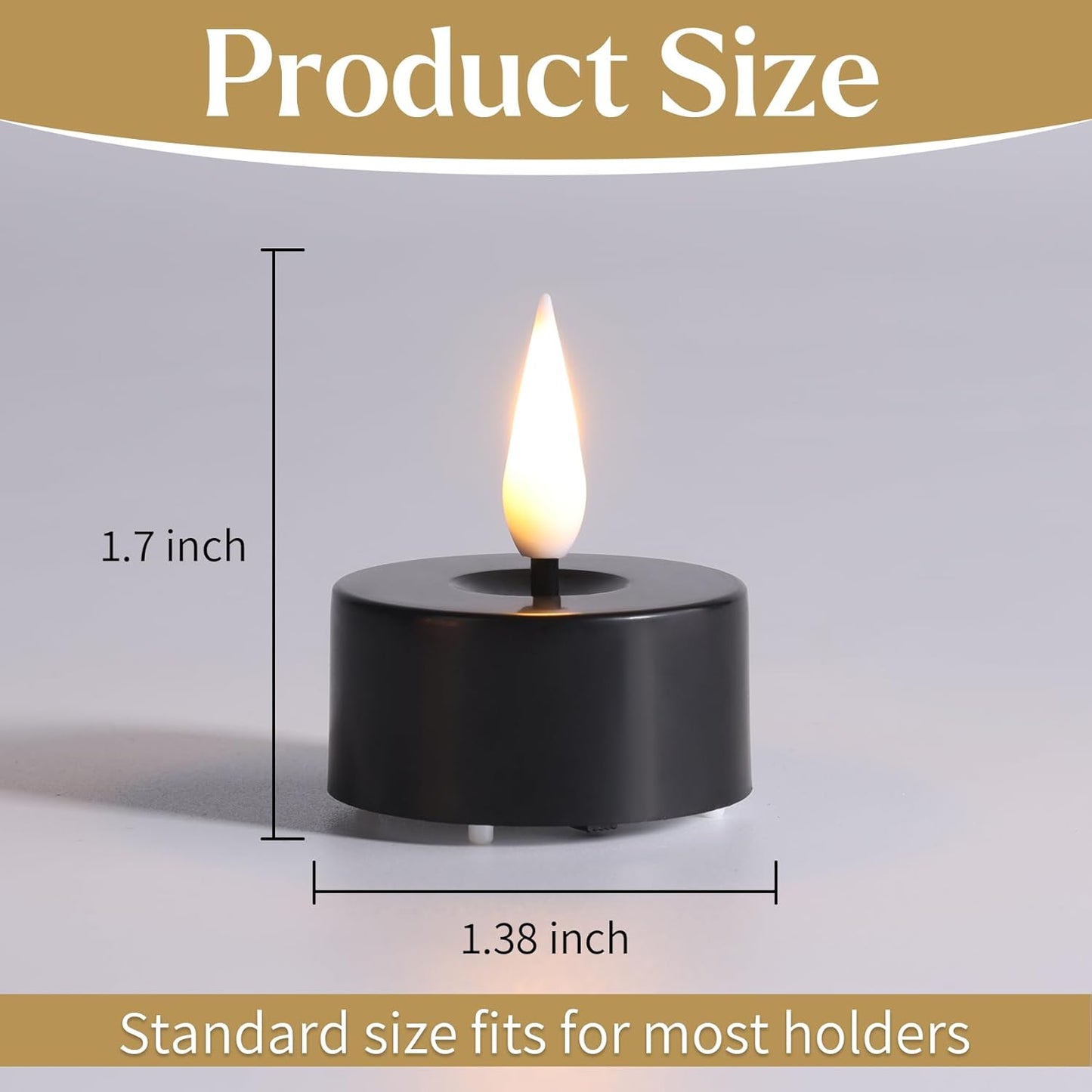 Eywamage Black Halloween LED Tealights, Flickering Flameless Tea Lights Votive Candles Set of 12