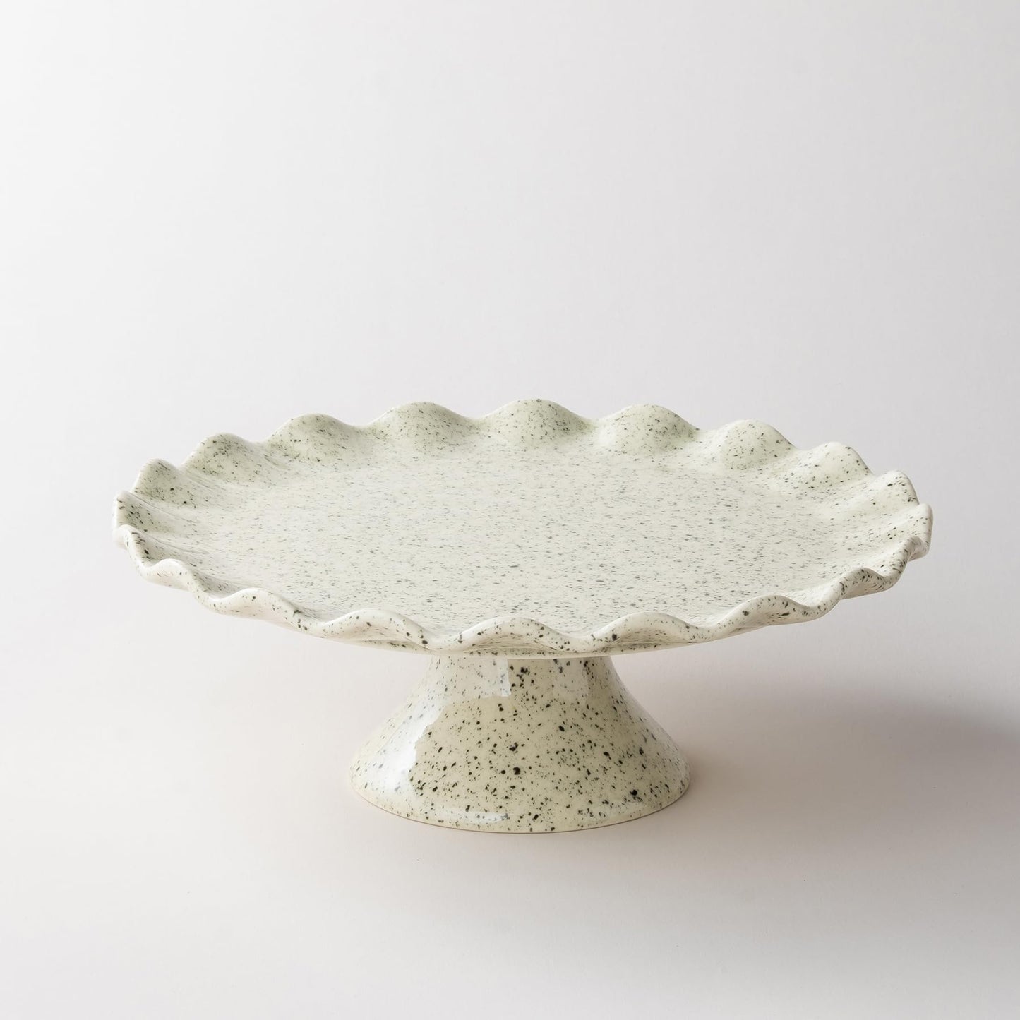YHOJOY Ceramic Cake Stand, Small Cake Plate for 8 Inch Cake, Speckled White