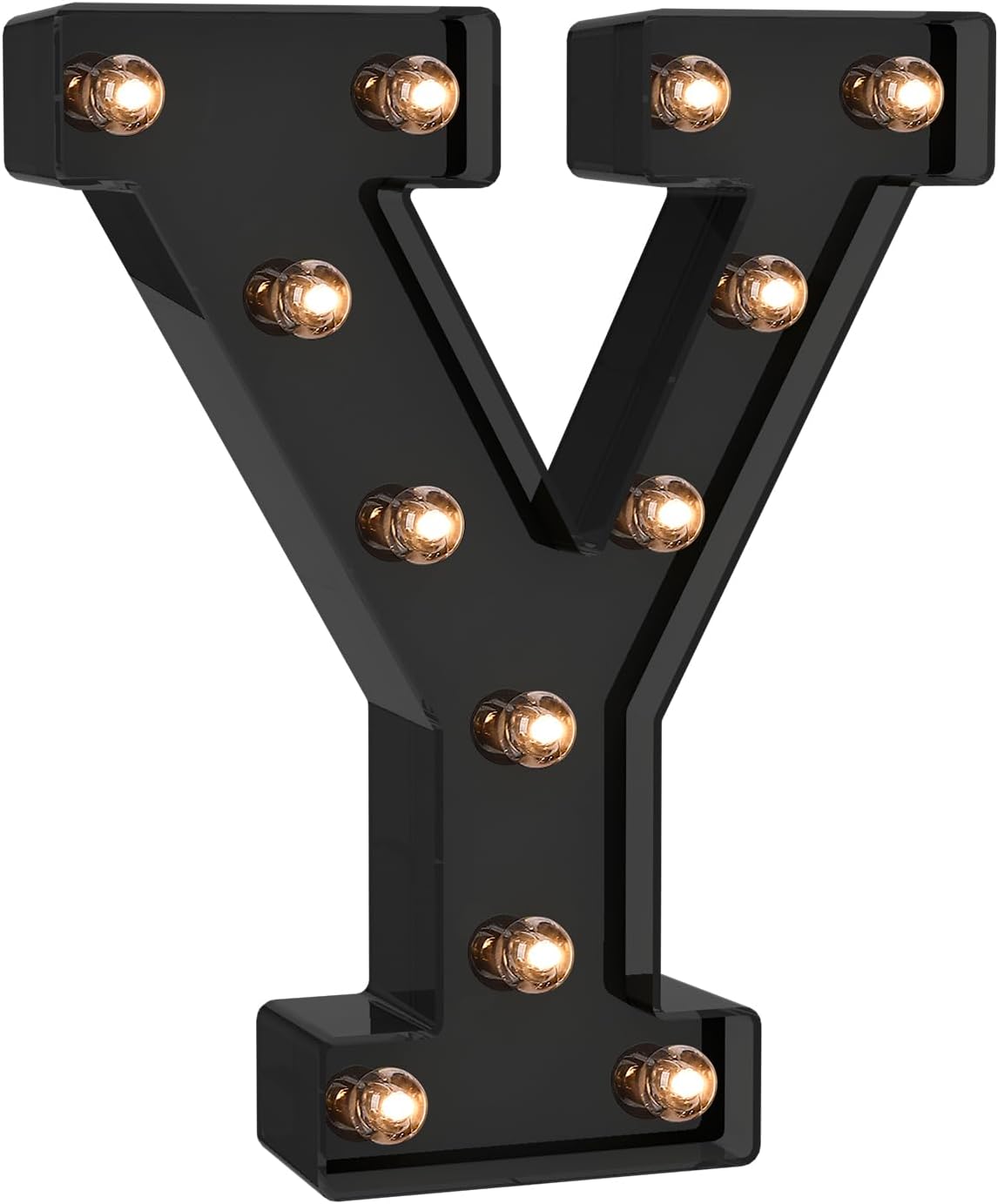 Foaky Black LED Letter Lights for Room Decor - Bedroom Wall Decor, Alphabet Lights for Home, Wedding, Party - Battery Operated （Y）