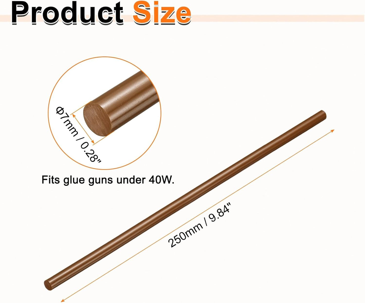 HARFINGTON 10pcs Hot Glue Sticks 0.28" Dia x 9.84" Long EVA Mini Hot Melt Adhesive Glue Stick for Hot Melt Gun Wood Plastic Glass Flowers Fabrics Foam, Brown