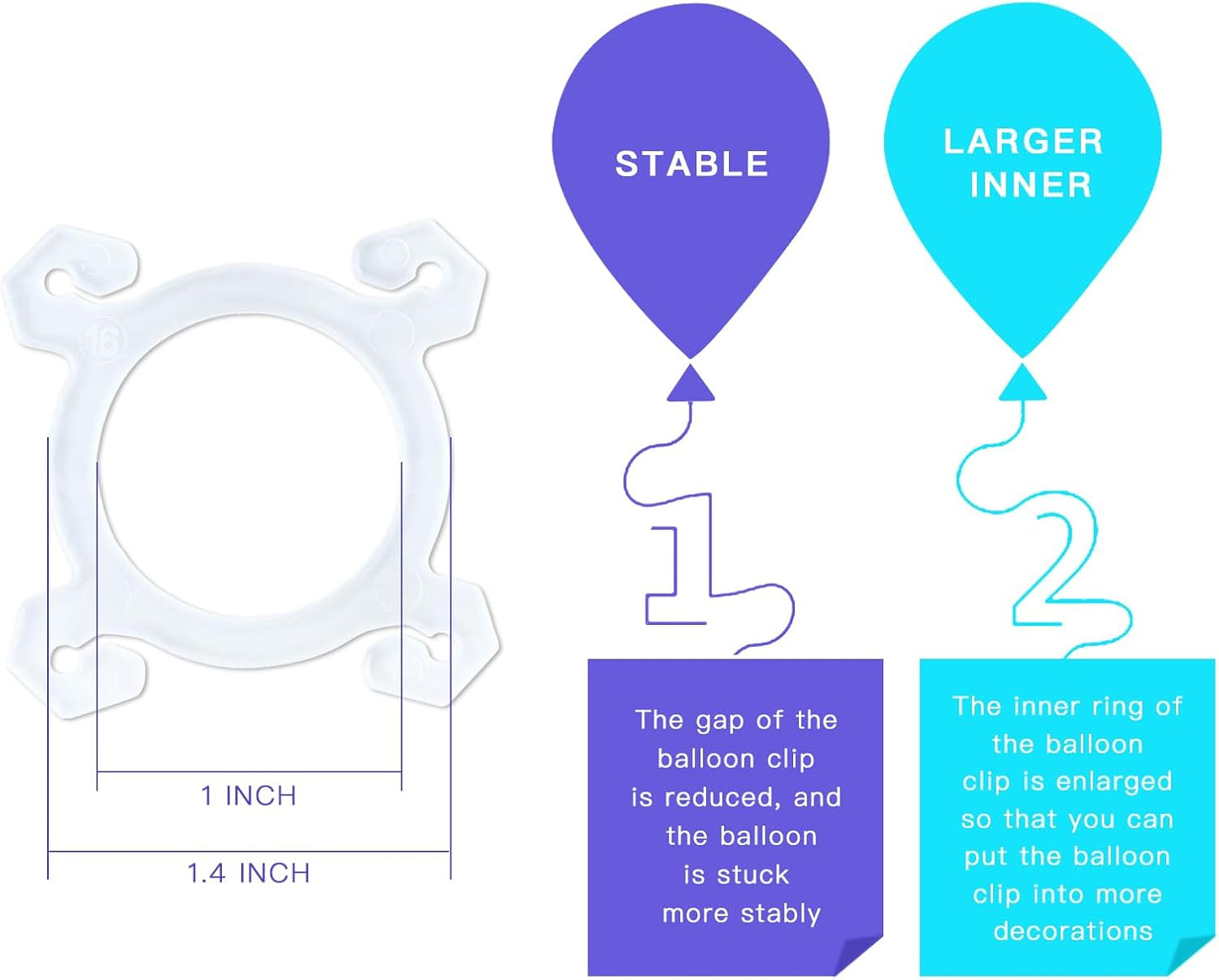 YALLOVE Balloon Clips, 150 Pack Balloon Quads for Balloon Stand, Balloon Holder for Birthday Baby Shower Party Decoration, White