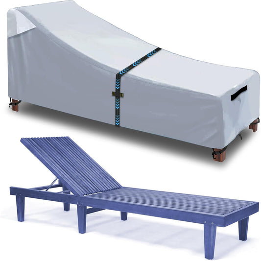 Patio Chaise Lounge Cover with Handles, Outdoor Lounge Chair Cover Waterproof UV Resistant, Patio Furniture Covers with Air Vent (76L x 32W x 32H) inch