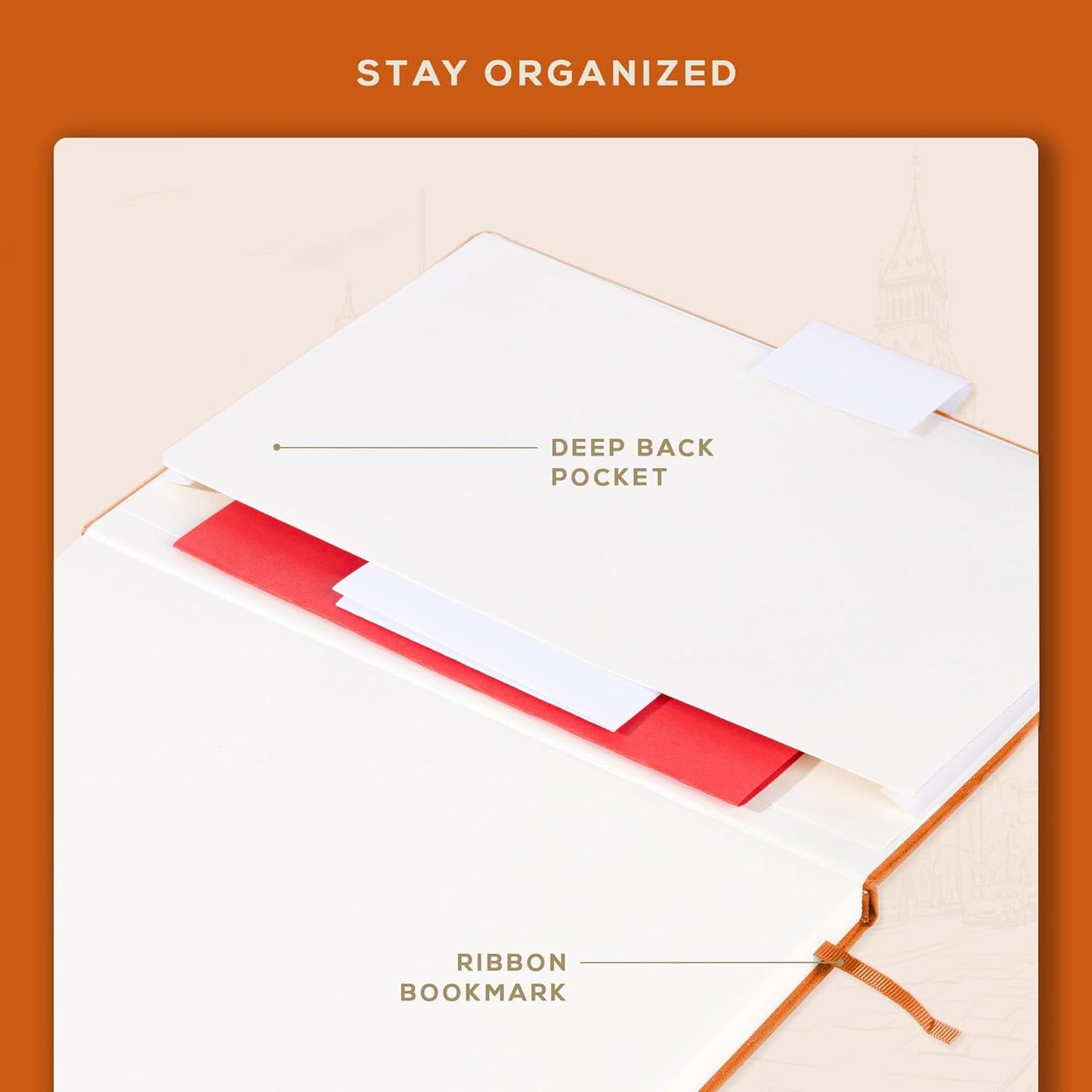 Beechmore Books A4 Sketchbook ??8.5x11 Premium Vegan Leather Bound Large Sketch Book Hardcover with 156 Thick 160gsm Perforated Ivory Pages, Blank Sketch Pad, Gift Boxed, Back Pocket, Ribbon Bookmark