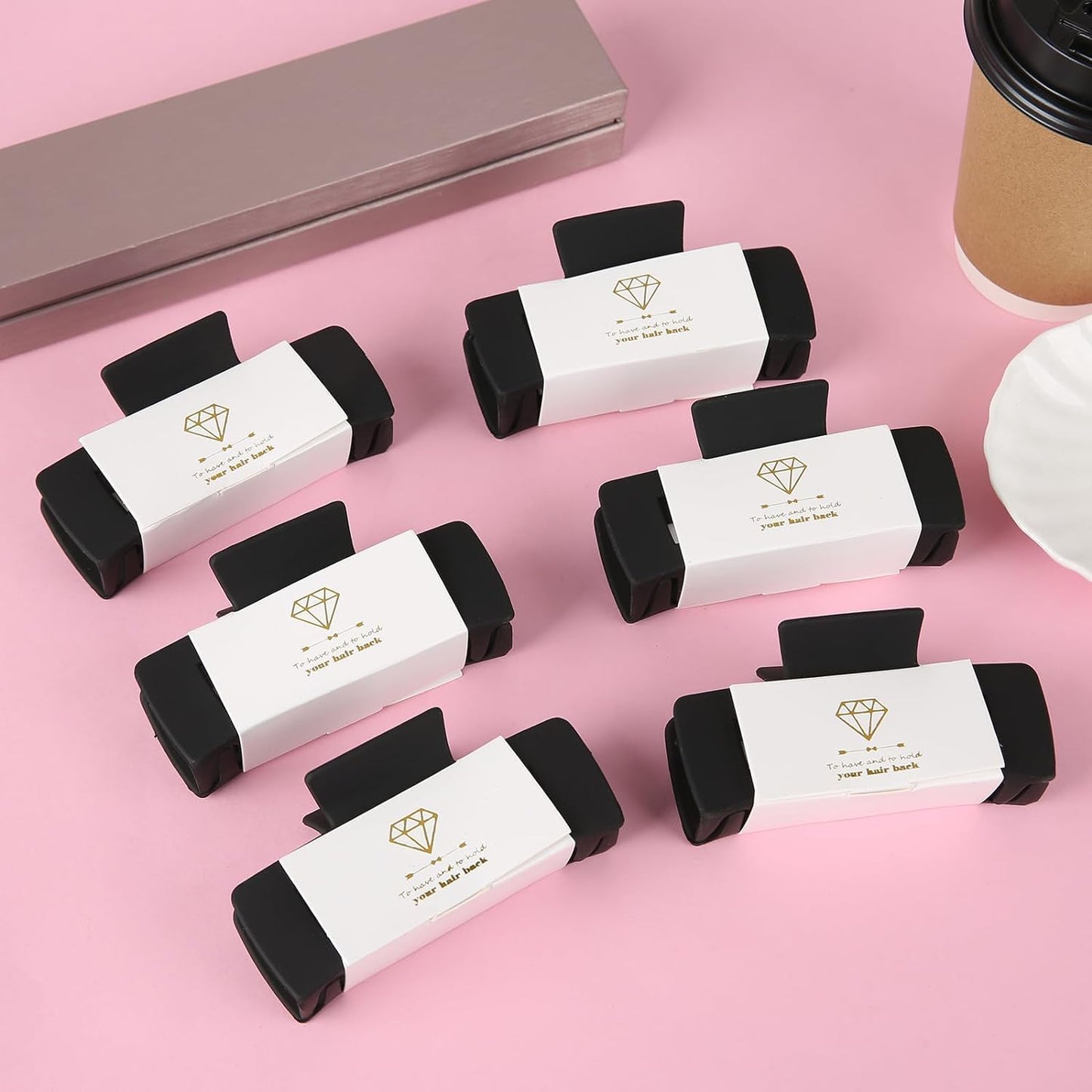 Bridesmaid Scrunchies Proposal Gifts 4.1inch square Hair Claws Bachelorette Hair Clip heart sunglasses Girls gift for Wedding Party Favors (18pcs Black)