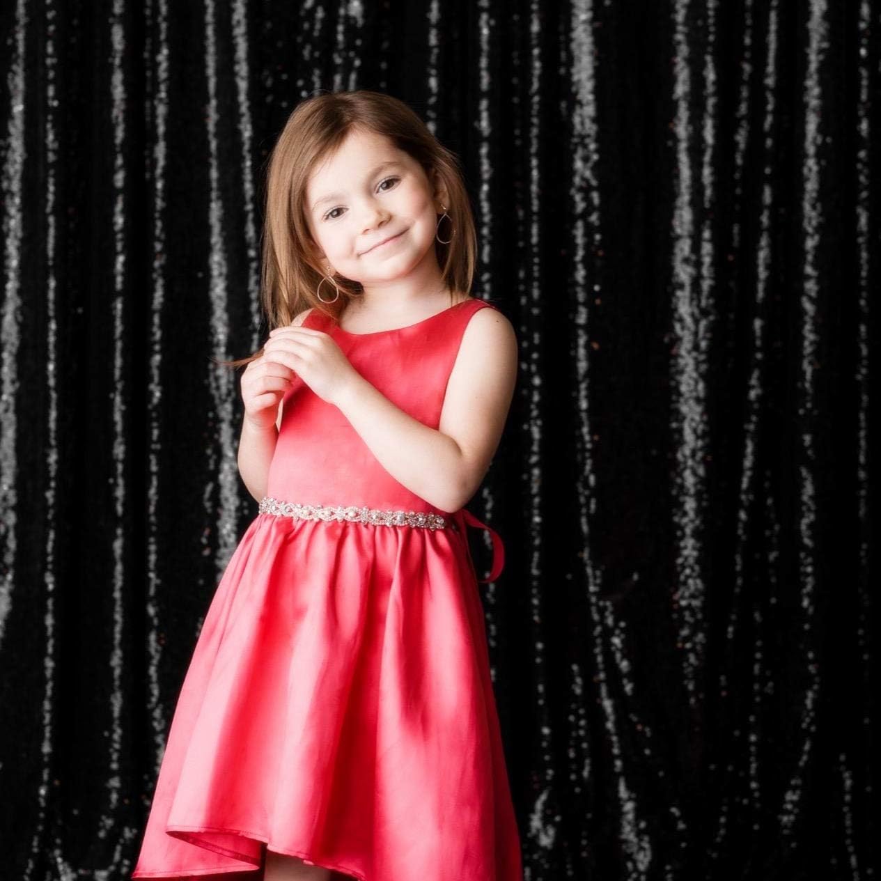 Eternal Beauty Black Sequin Backdrop, 6x6 Ft Halloween Glitter Background Curtains for Shimmer Photography Party Wedding Birthday Back Drop Decor