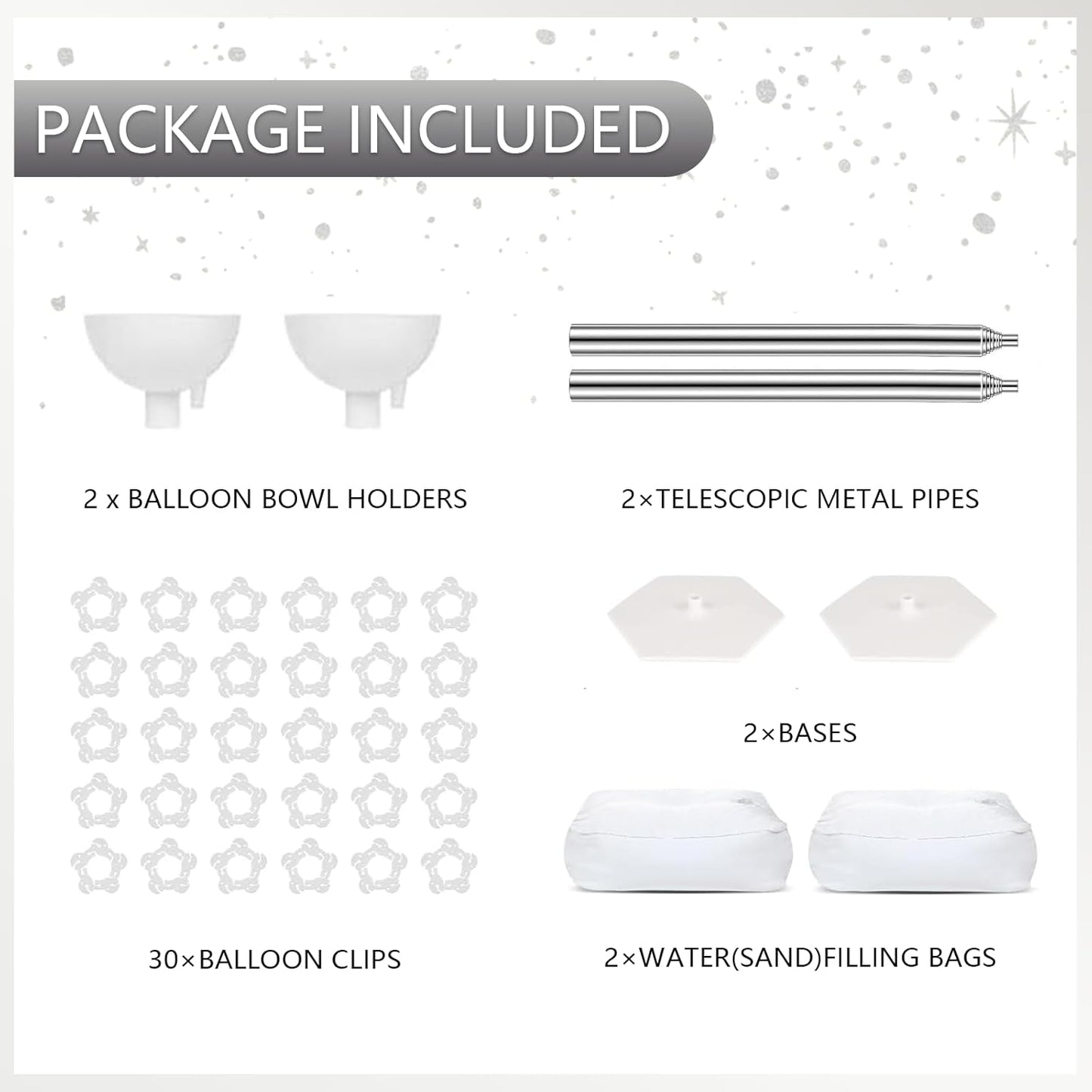 Paready Silver Balloon Column Stand Kit, 7 FT Height Adjustable Metal Balloon Arch Kit of 2, Column Stand Kit for Baby Shower Wedding Birthday Graduation Gender Reveal Holiday Party Decorations