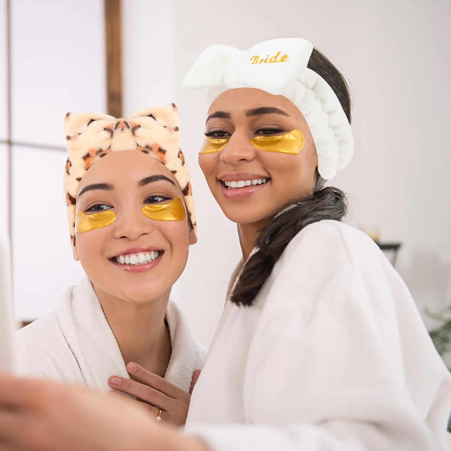 Semato Bachelorette Party Favor Set - Bride & Bridesmaid Spa Headbands (1 bride+ 7 leopard)