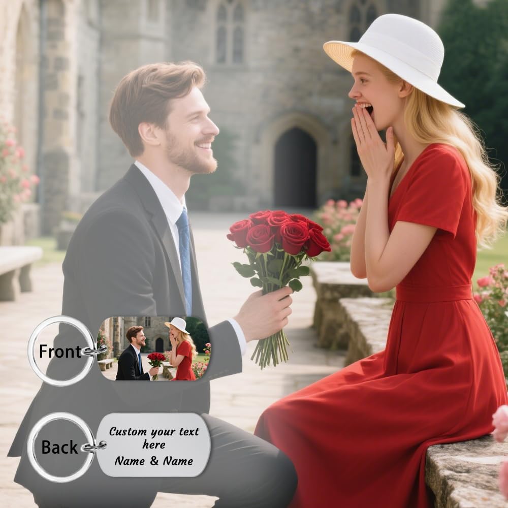 Personalised Keyring with Custom Photo & Text - Gift for Mum, Dad, Him, Her, Grandparents, Family