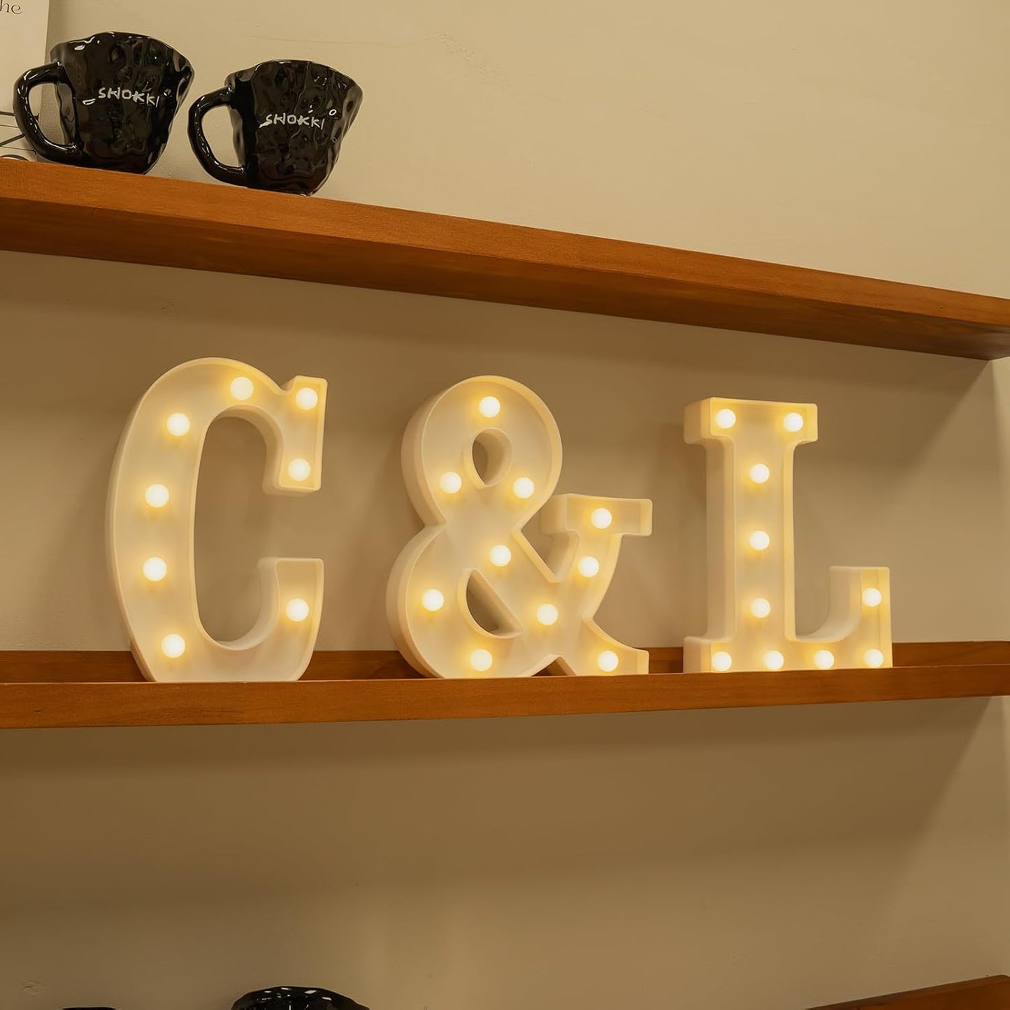 Foaky Rechargeable LED Letter Lights Sign Marquee Light Up Letters Sign for Night Light Wedding/Birthday Party Christmas Lamp Home Bar Decoration (C)