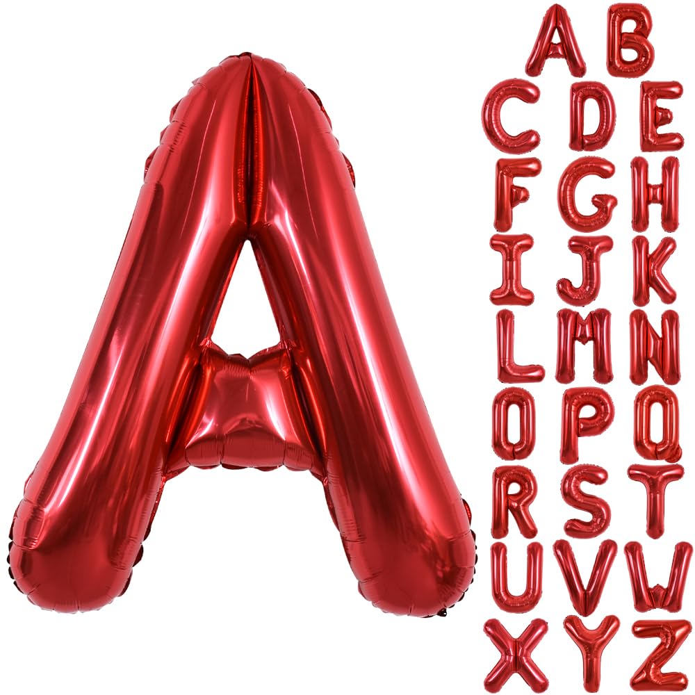 TONIFUL 40 Inch Large Bright Red Letter Balloons A-Z, Giant Jumbo Helium Foil Mylar Big Letter A