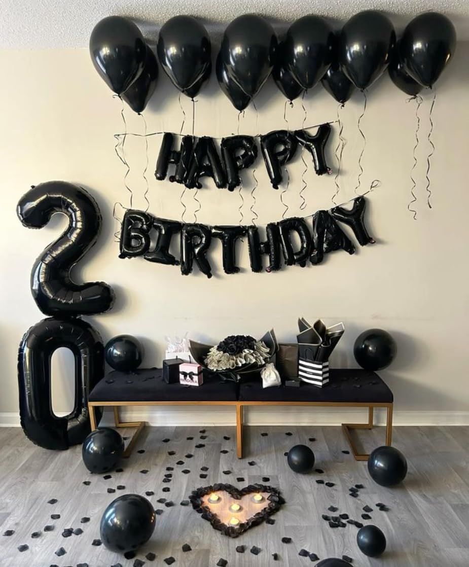 Black 40 Inch Large Number 5 Birthday Balloon, Five 5th 15 25 35 50 55 Birthday Decorations, Foil 5 Mylar Helium Numbers 5 Balloons Girl Boy Anniversary Party Supplies