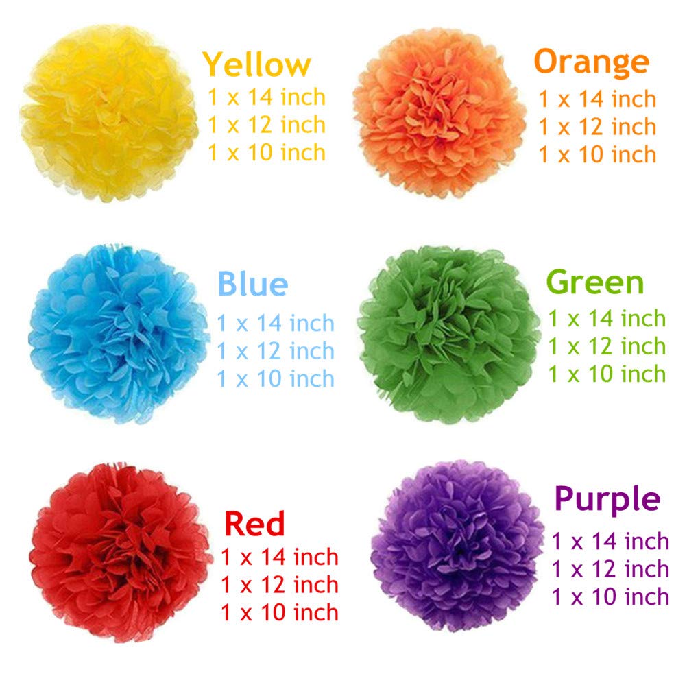 Gavoyeat Paper Pom Poms Color Tissue Flowers Birthday Celebration Wedding Party Halloween Christmas