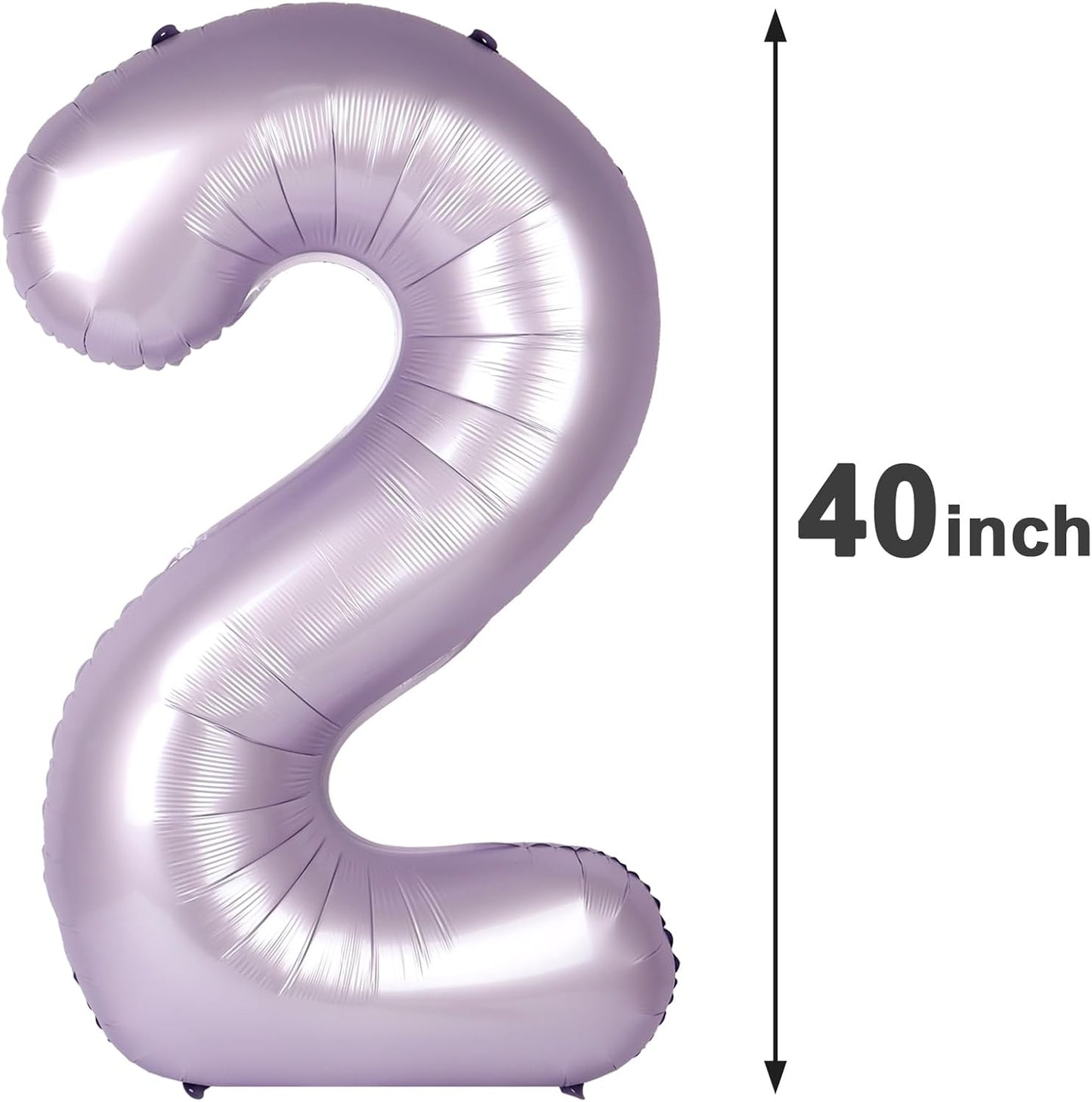 Lilac 40 Inch Big Number Balloon Birthday Decoration, Number 2 Helium Balloon 12 20 22 23 24 26 2026 New Years Celebration, Boy Girl Baby Anniversary Party Graduations Supplies Decorations