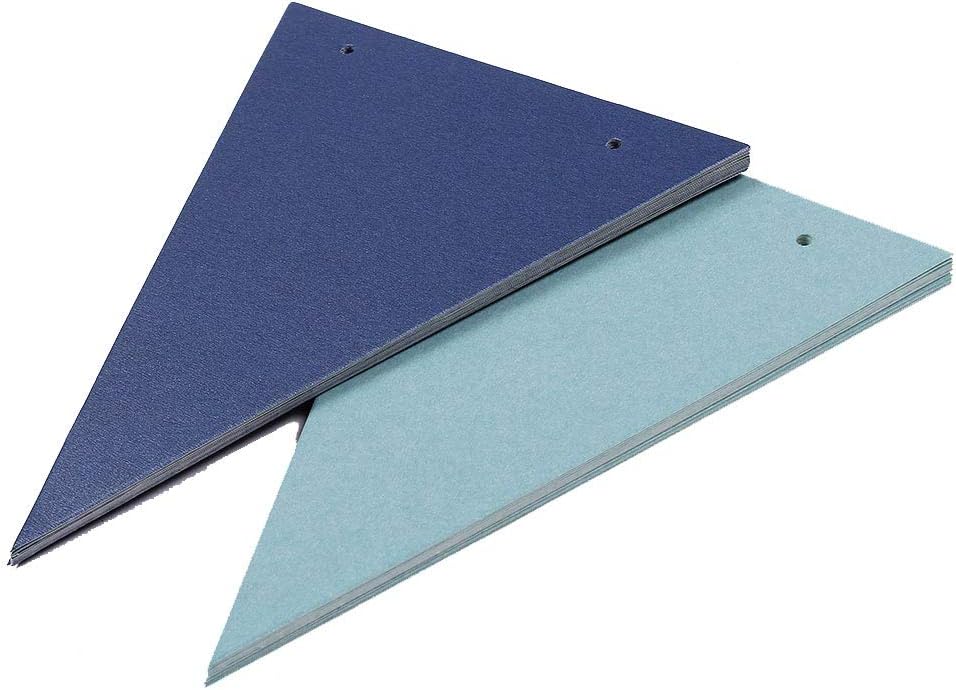 Dark Blue Light Blue Vintage Double Sided Triangle Flag Bunting Pennant Banner for Baby Birthday Party, Wedding Decor, Baby Shower, 30pcs Flags, Pack of 1