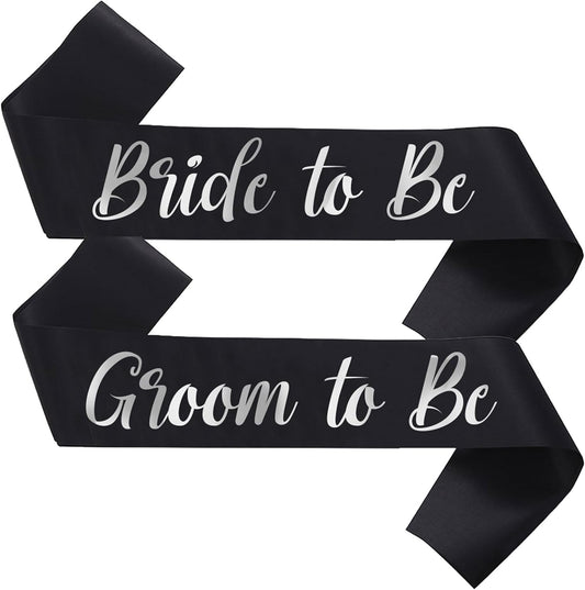 Bride to Be Sash and Groom to Be Sash, Bachelorette Party Supplies Engagement Party Favors, Bridal Shower Sashes Bachelor Decorations Black