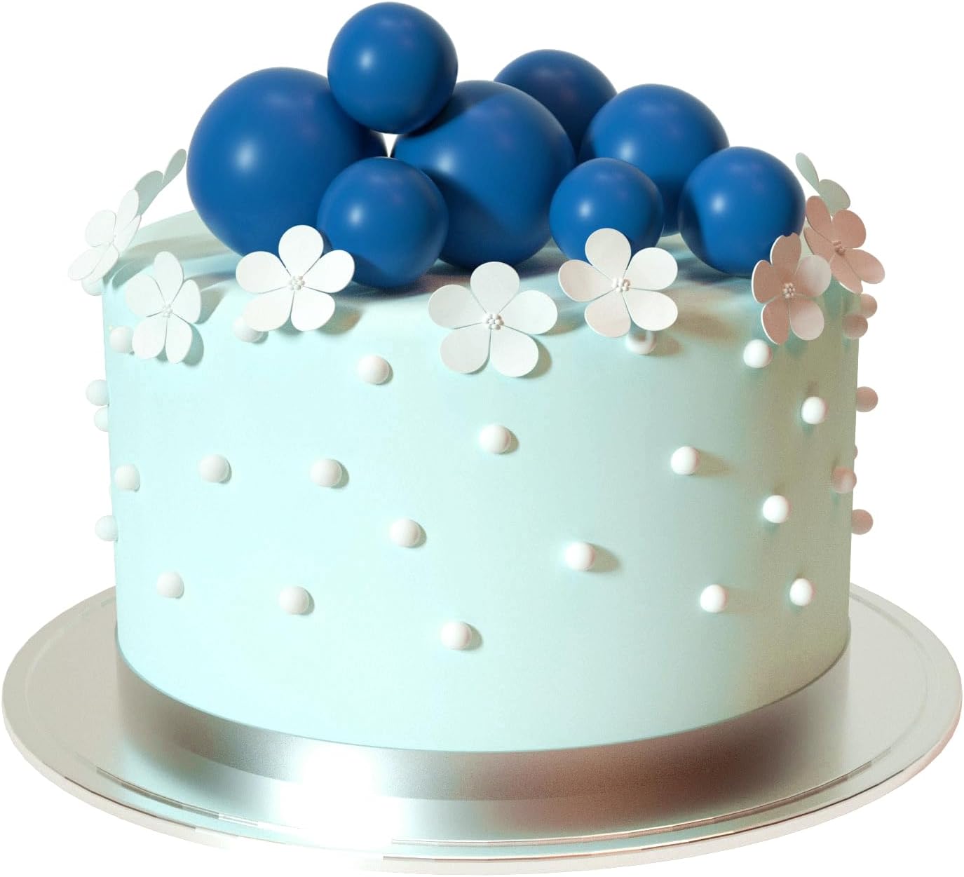 ASTARON 20 Pcs Ball Cake Topper Decorations Mini Balloons Cake Topper Sticks Royal Blue Balls Cake Picks for Graduation Wedding Birthday Cake Decorations