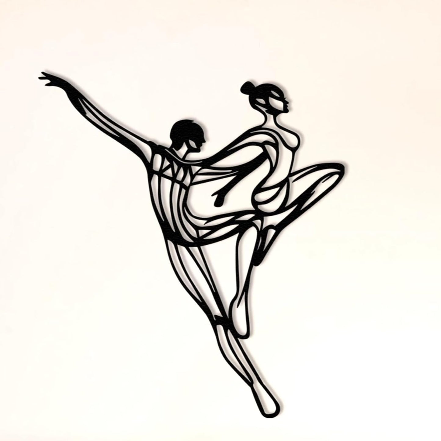Wita Home Dancing Couple Metal Wall Art, Modern Minimalist Line Art Sculpture, Over the Bed Home Décor, Elegant Ballet-Inspired Design, Metal Wall Sculpture for Living Room, Bedroom (47x39 inches)