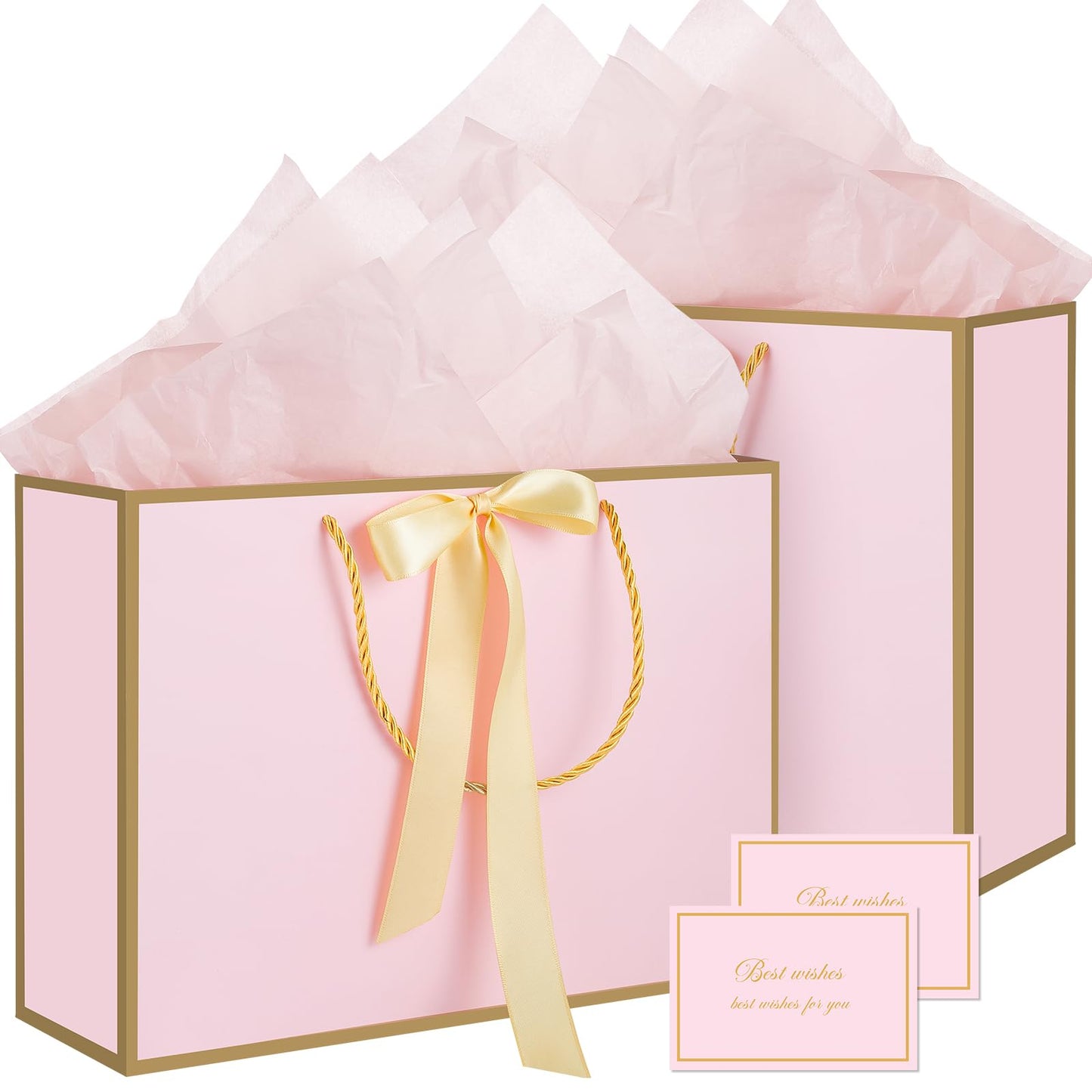 woric Pink Gift Bags with Handles, 14" Medium Gift Bags with Tissue Paper