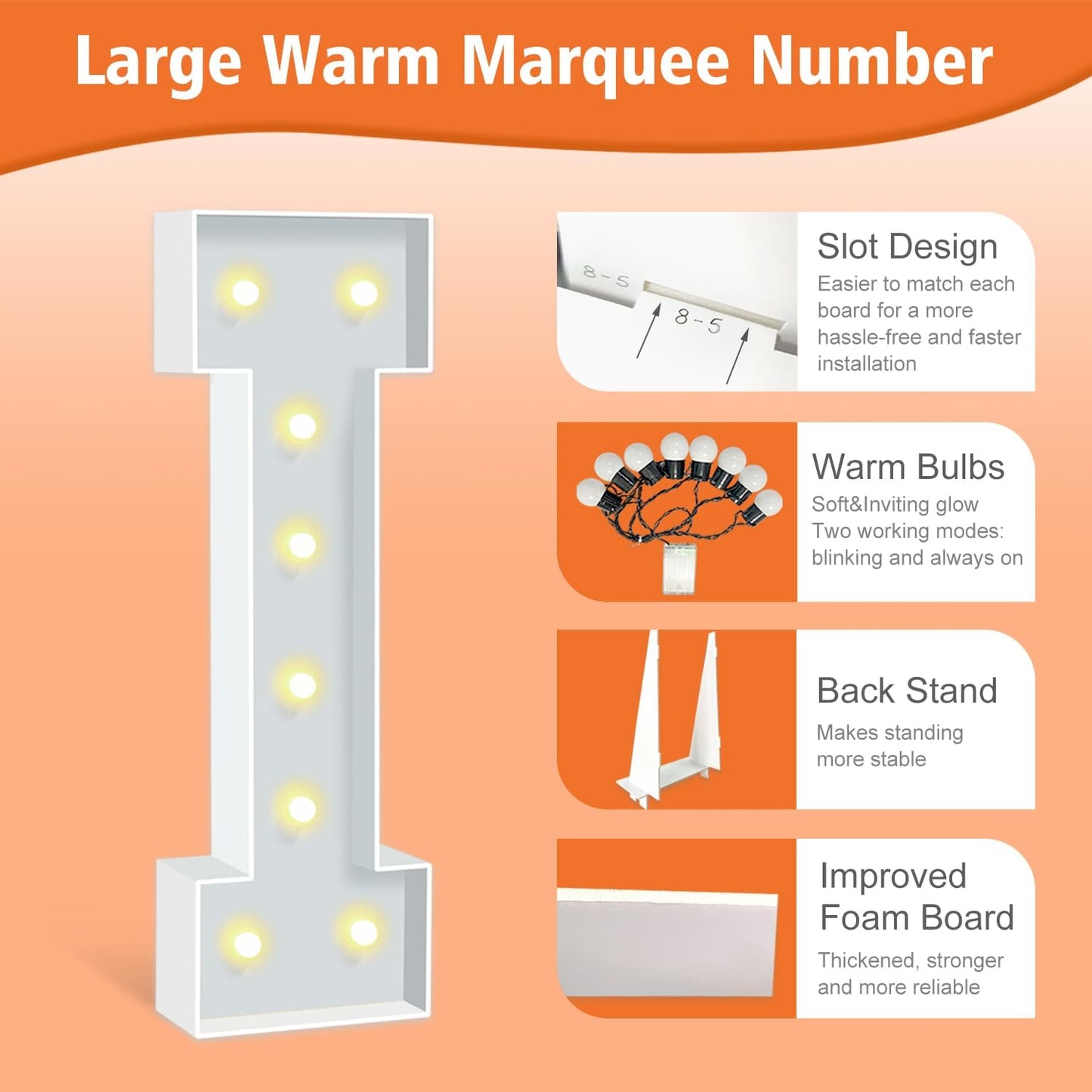 3ft Light Up Letters I, White Marquee Letters Frame for Boys Girls Birthday Party, Large Letter for Engagement Decorations Anniversary Decor, DIY Pre-Cut Thick Foam Board Letter Kit