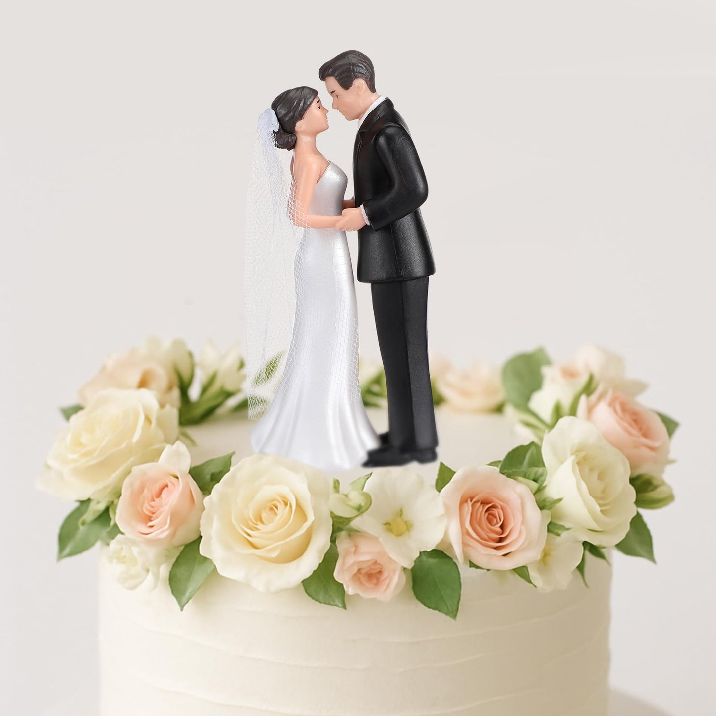 Remerry 4.5" Bride and Groom Wedding Cake Topper,Romantic Era,White