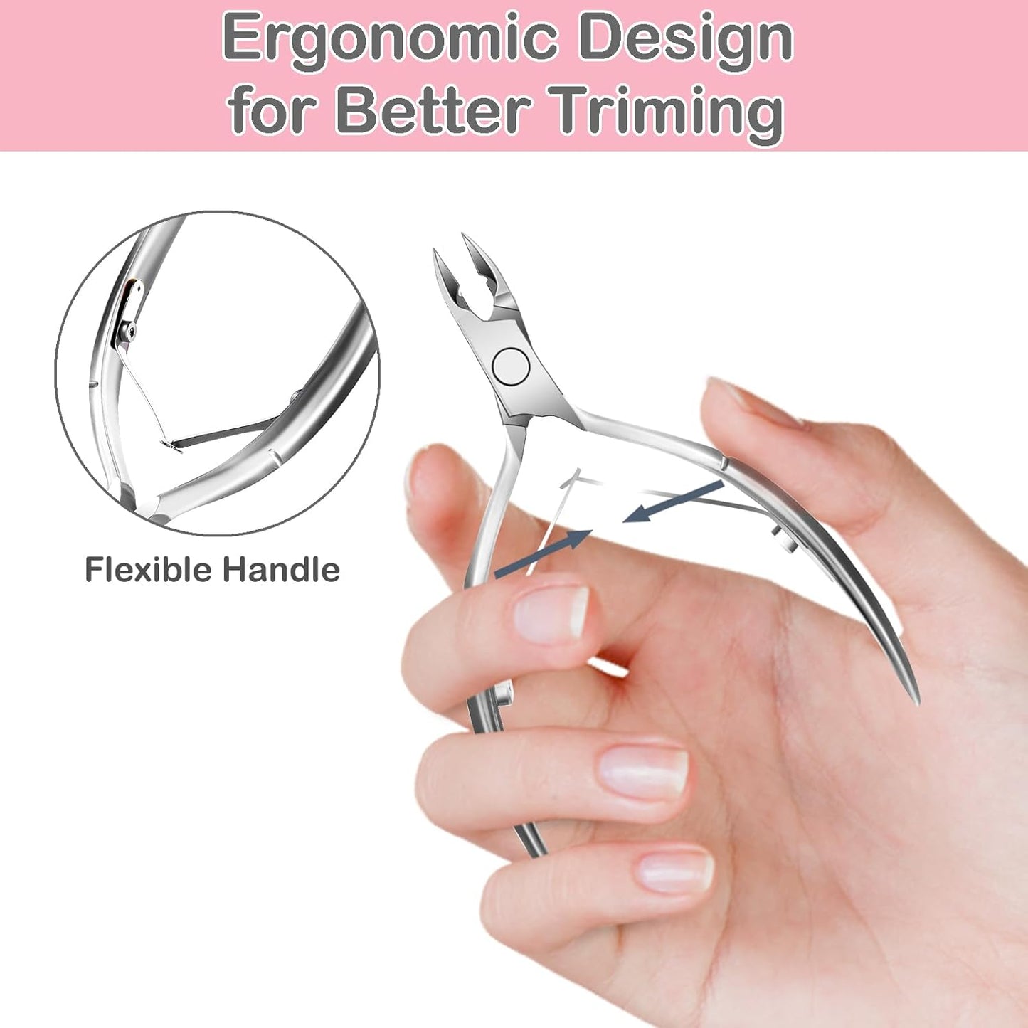 Cuticle Trimmer Cuticle Nippers, Durable Cuticle Cutter, Salon Toe Nail Cuticle Clippers, Stainless Steel Cuticle Remover Cuticle Scissor, Pedicure Manicure Tools for Fingernails and Toenails