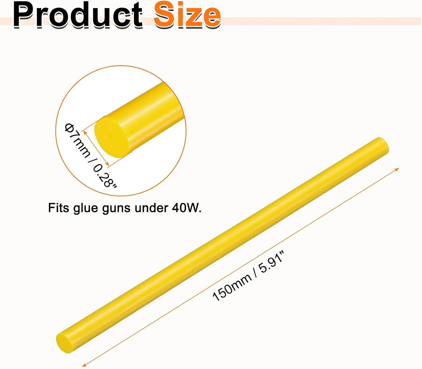 HARFINGTON 10pcs Hot Glue Sticks 0.28" Dia x 5.91" Long EVA Mini Hot Melt Adhesive Glue Stick for Hot Melt Gun Wood Plastic Glass Flowers Fabrics Foam, Yellow