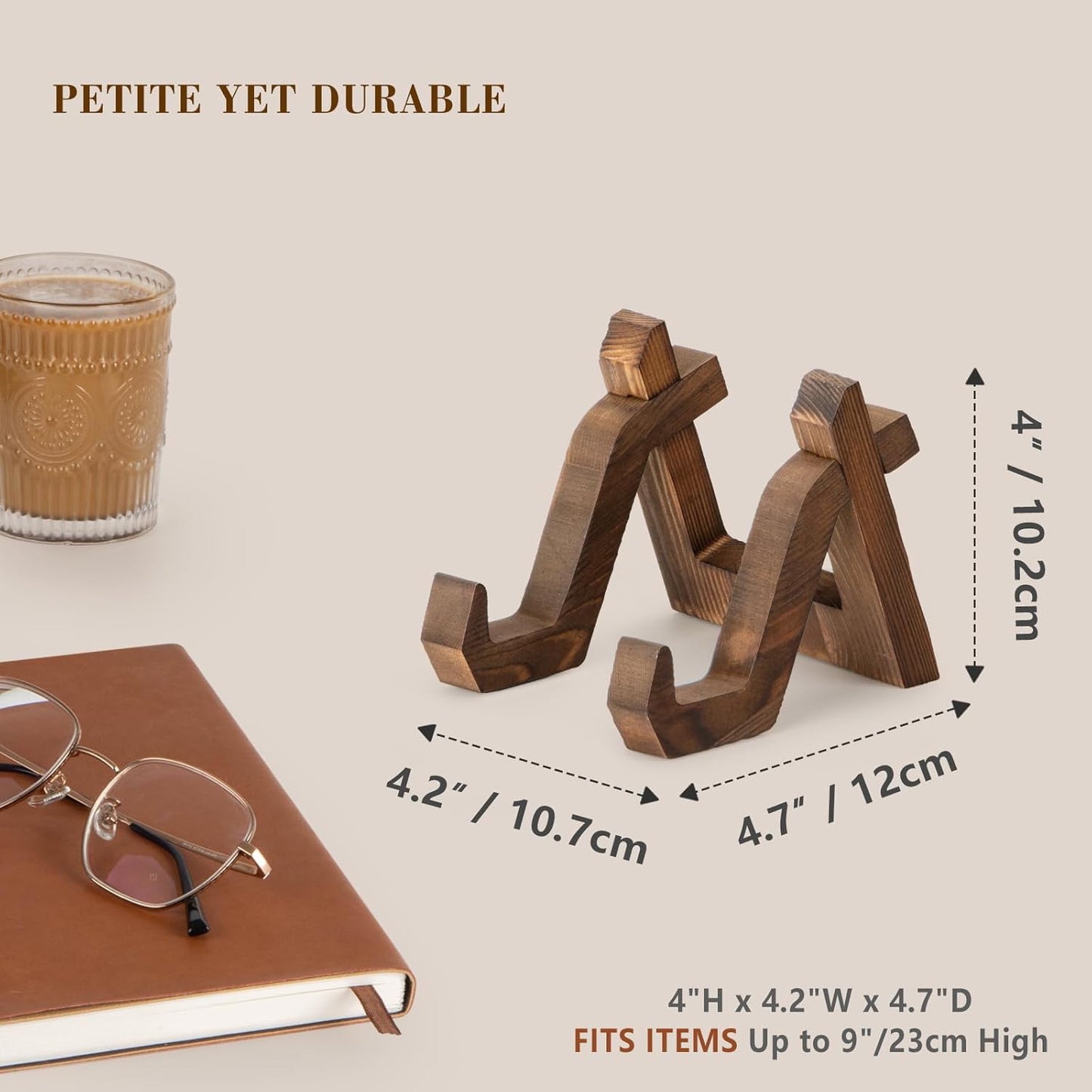 Plate Display Stand, 3 Pack 4 Inch Plate Holder for Displaying, Decorative Picture Frame Dish Photo Plaque Platter Wood Stand