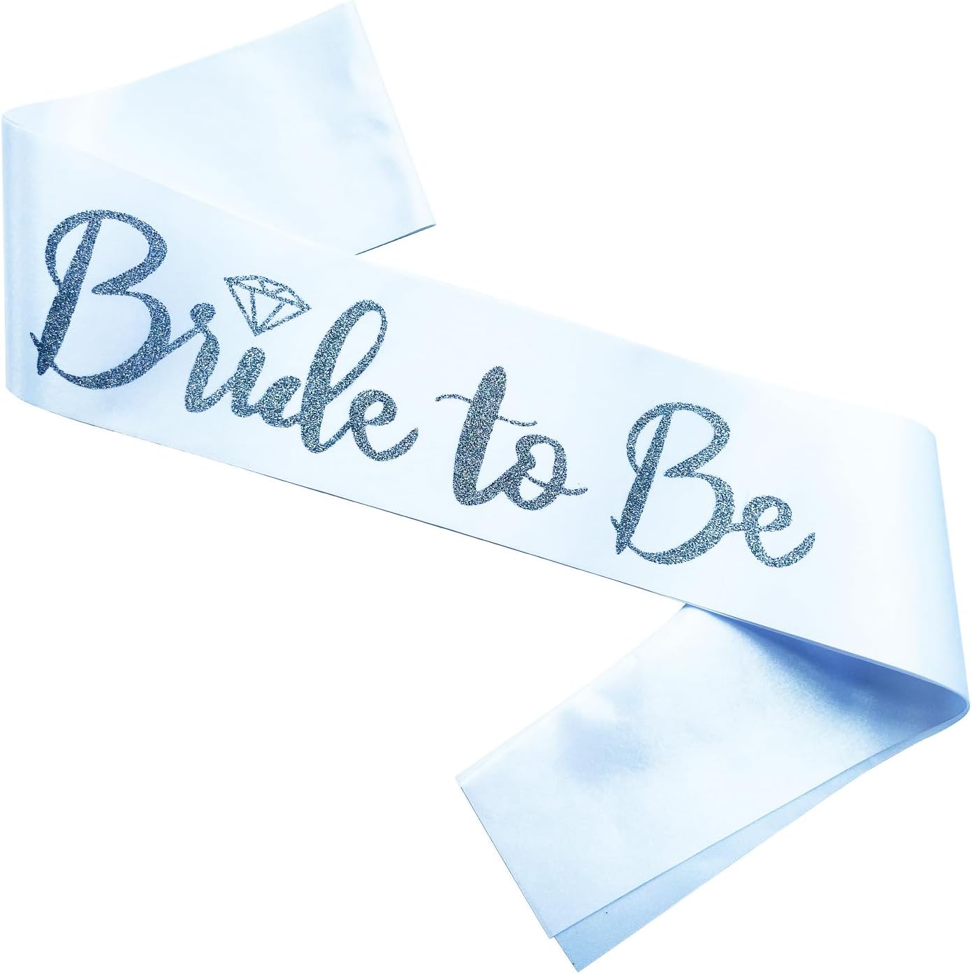 Bride to Be Sash, Bachelorette Party Sash for Bridal Shower Wedding Party Favors Accessories Supplies Engagement Gifts,White Satin with Glitter Letter Silver