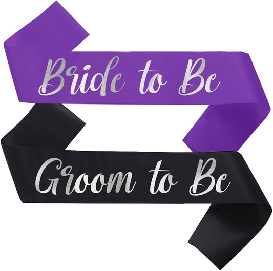 Bride to Be Sash and Groom to Be Sash, Bachelorette Party Supplies Engagement Party Favors, Bridal Shower Sashes Bachelor Decorations Purple