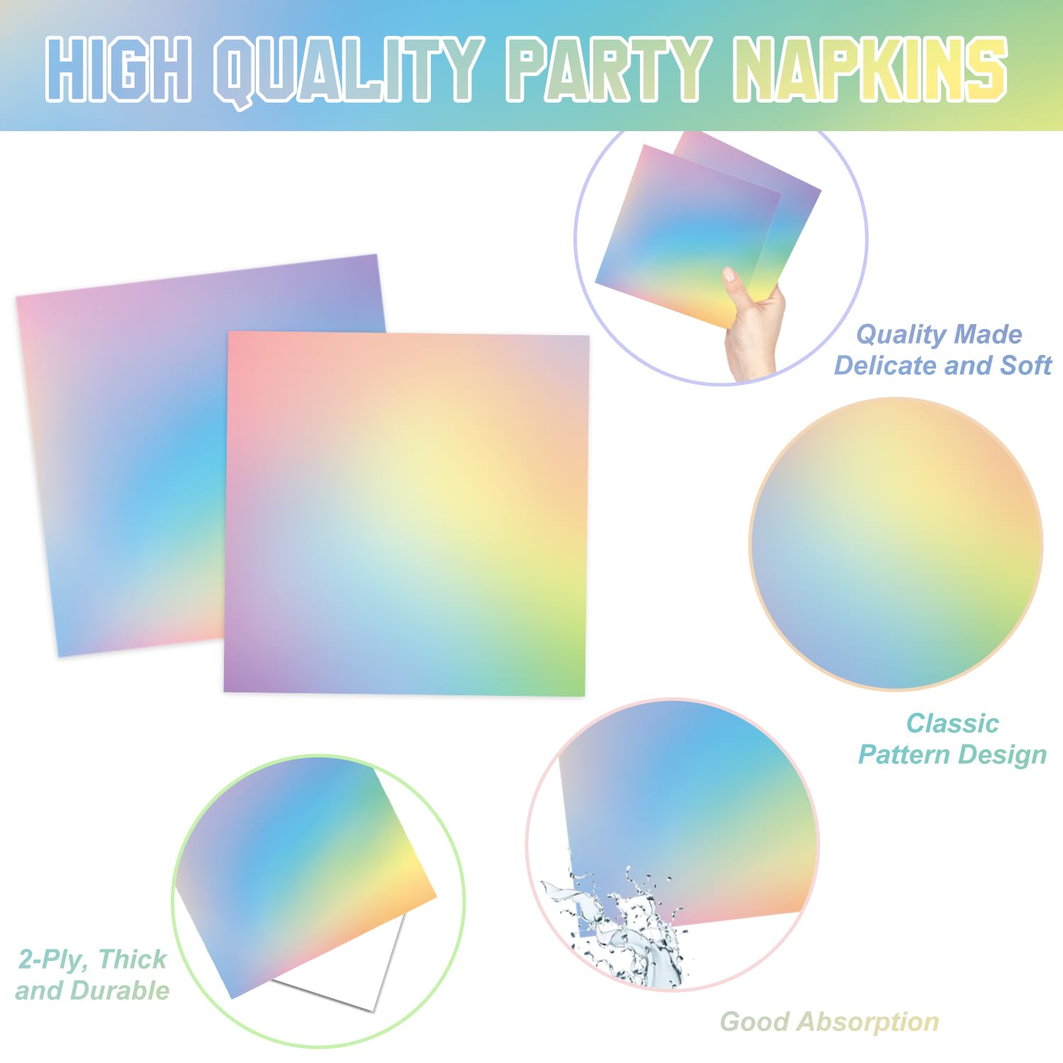 169 PCS Rainbow Party Decorations Disposable Paper Plates, Napkins, Cups, Cutlery, Tablecloth