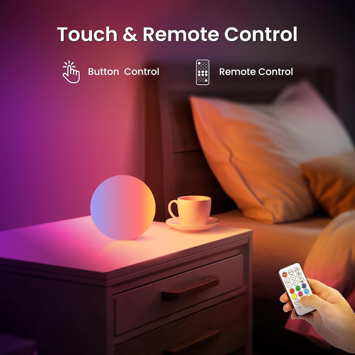LOFTEK 3-inch Smart Sphere Night Light -Multi-Color Rechargeable Night Lights, RGB Ball Mood Lighting, Waterproof Ambient Lighting for Home Bedroom Patio Pool Decorative Lighting, 1 Pack