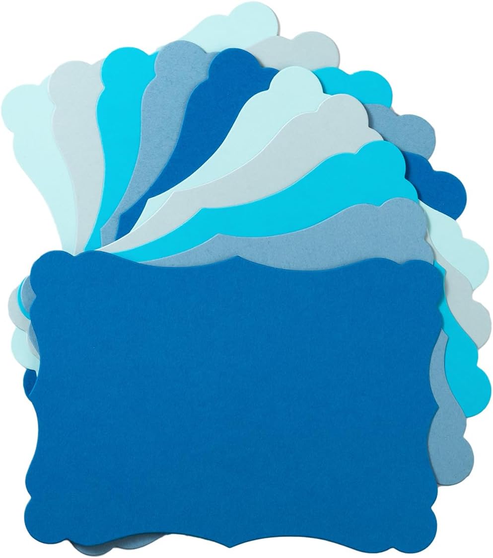 50 Pack Blank Kraft Cards Cardstock Thick Paper Brown Greeting Cards for DIY Gift Card Menus, Baby Shower and Wedding Invitations (Blue, 5 Colors, 5x7IN)