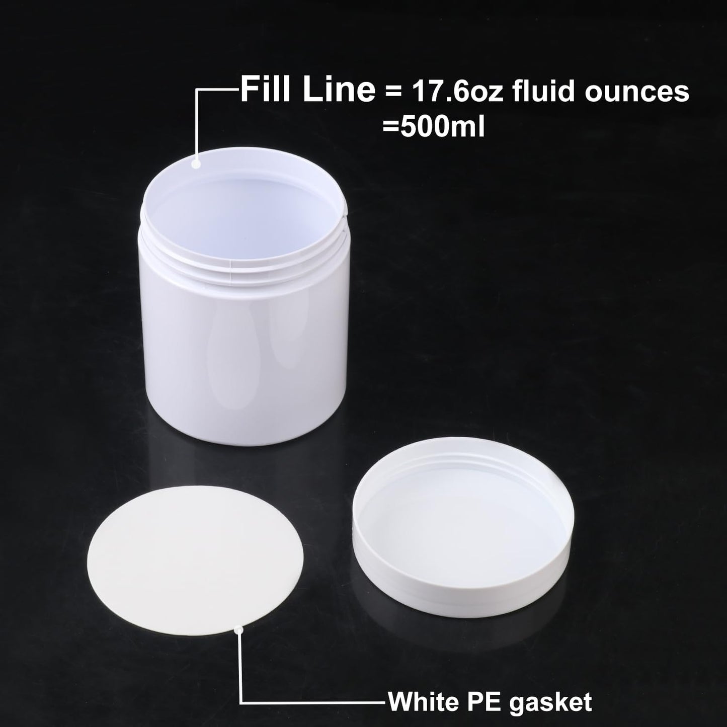 26 Packs 16 OZ White Plastic Jars with Lids, Body Butter Containers, Cosmetic Containers jars with Wide-Mouth for Kitchen Ingredients, beads, sequins, Lotion, Cream, DIY Crafts and More by KUKLIPJIM.
