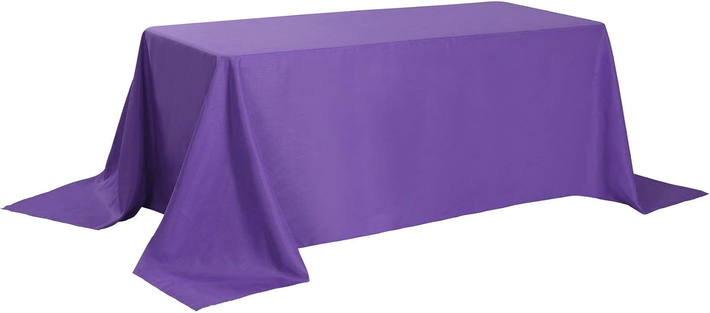 Rectangle Tablecloth 90x132 inch Washable Polyester Fabric Table Cloth for Wedding Party Dining Banquet Decoration（90x132,Purple）