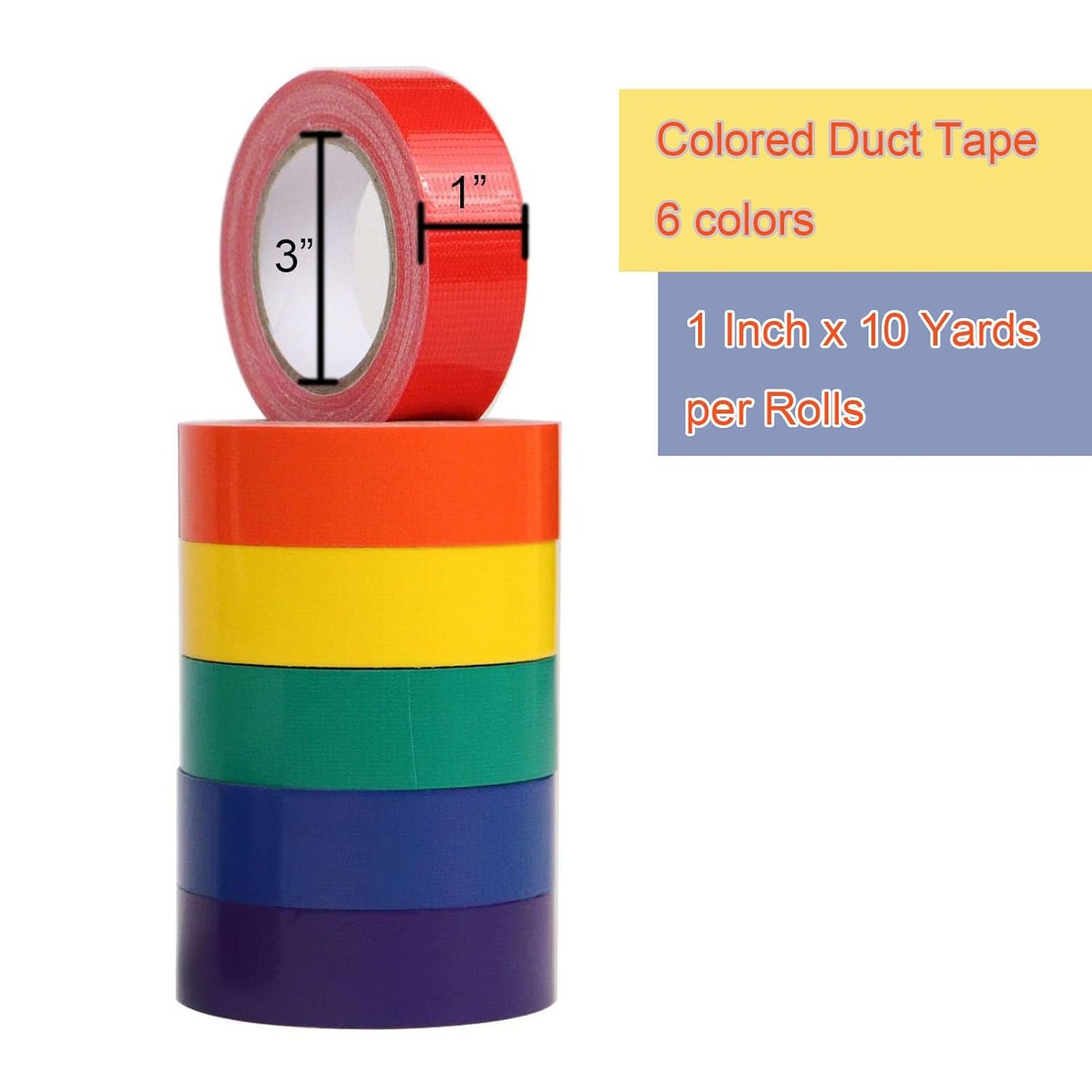 Colored Duct Tape - 1 Inch x 10 Yards per Rolls,Multi-Color Duct Tapes, Rainbow Colored Duct Tape Great for DIY Art Home School Office Assorted Colors