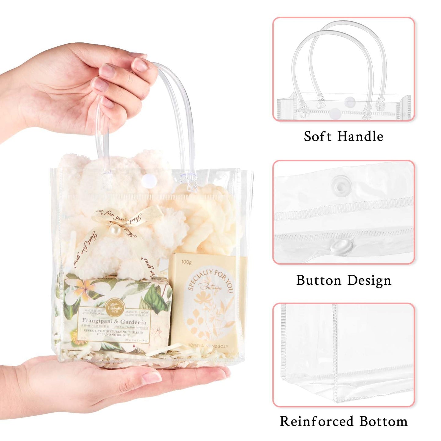 Mauproy Clear Plastic Gift Bags with Handles, 5.9 x 6.3x 2.8 Inch, 30 Pack
