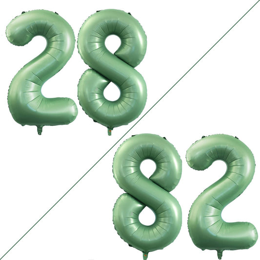 GOER Number 28 Balloons for 28th Birthday Party Decorations,42 Inch Jumbo Foil Helium 82 Balloons for 82nd Birthday 2028 New Year Eve Graduation Party Decoration (Sage Green)