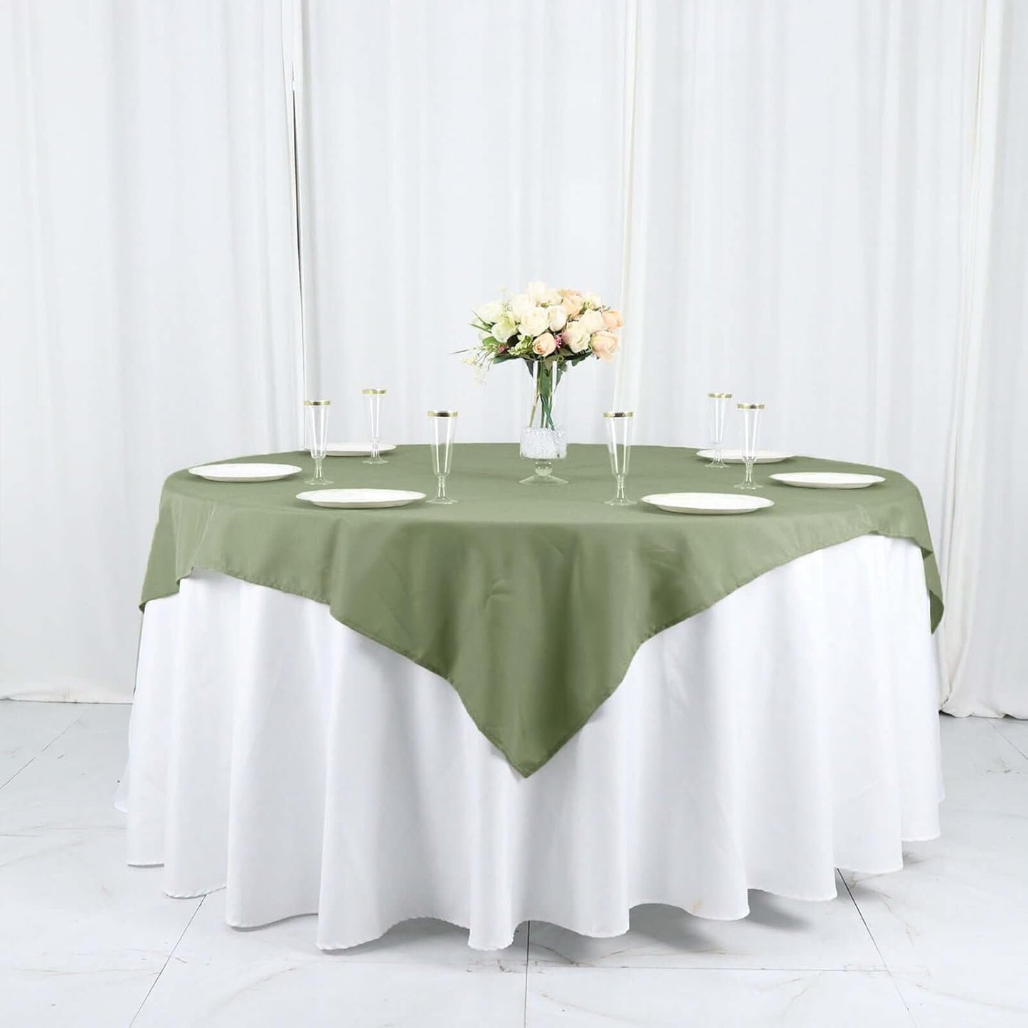 Efavormart 54x54 Eucalyptus Sage Green Wholesale Linens Seamless Polyester Square Linen Tablecloth for Wedding Banquet Party Restaurant
