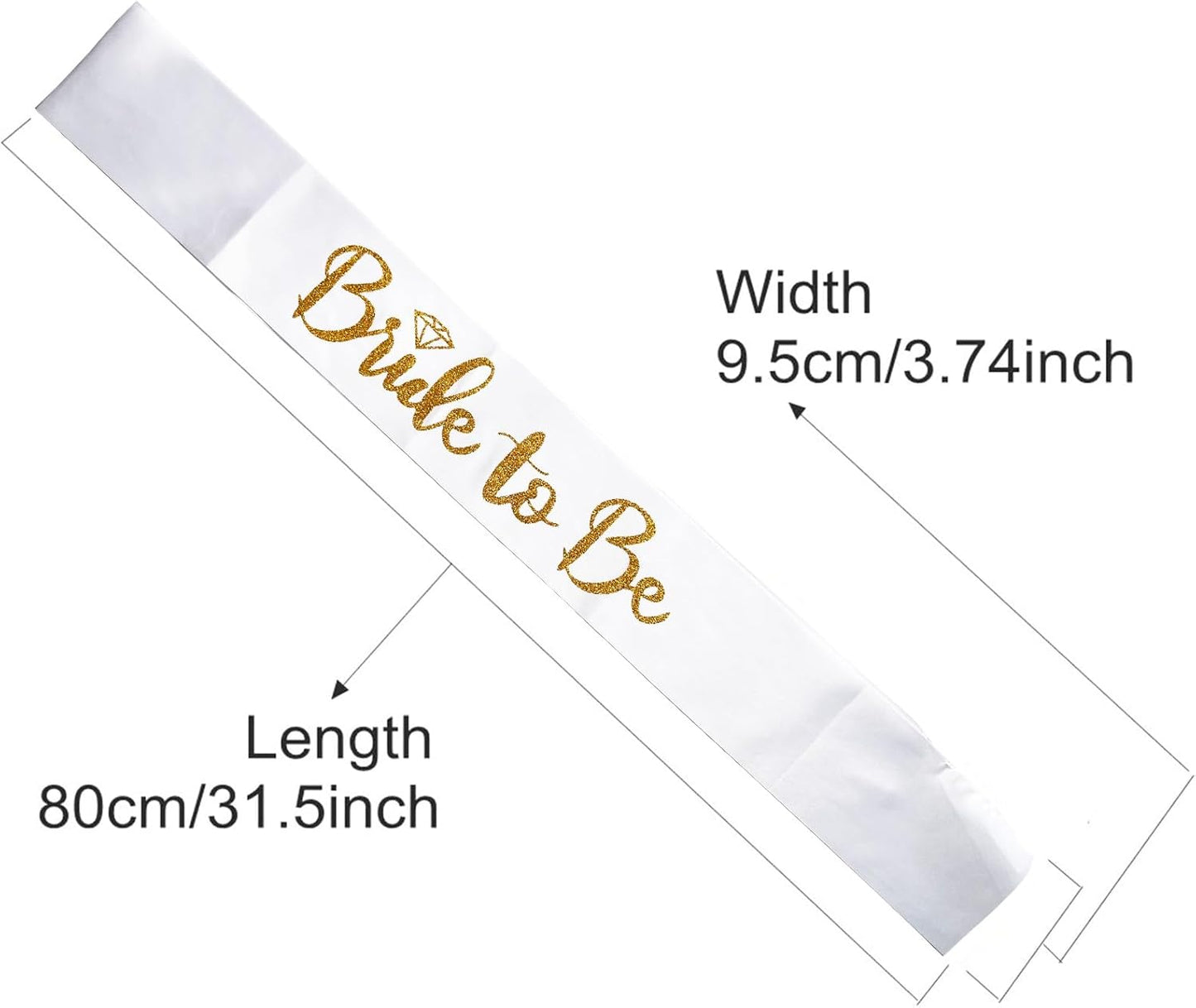 Bride to Be Sash, Bachelorette Party Sash for Bridal Shower Wedding Party Favors Accessories Supplies Engagement Gifts,White Satin with Glitter Letter Gold