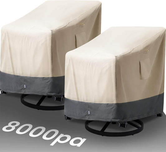 Extra Heavy Duty Patio Chair Covers Waterproof - 2 Pack Patio Furniture Seat Covers for Outdoor Swivel/ Rocking Chair/ Stackable Dining Chairs, with Air Vents, 28" W x 33" D x 38.5" H